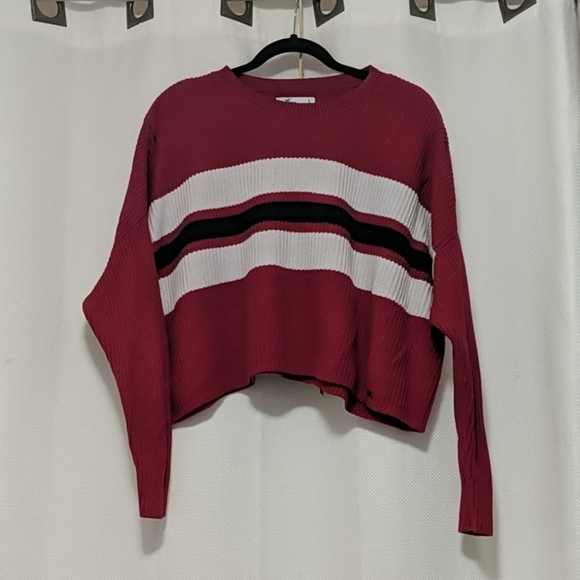 RED, BLUE AND WHITE STRIPE HOLLISTER SWEATER